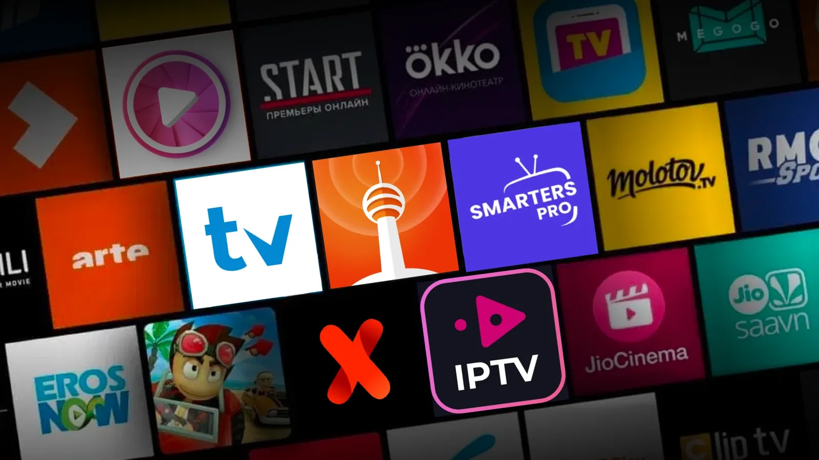 Smart-tv med en IPTV-app öppen, där kanallista och programguide visas på skärmen